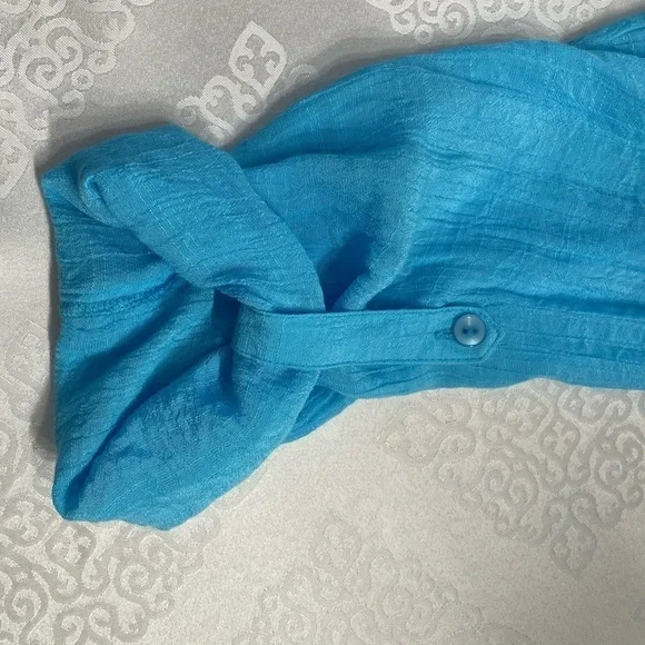 Valerie Stivens Turquoise blouse top pleated lose fit size 1X women - Picture 3 of 6